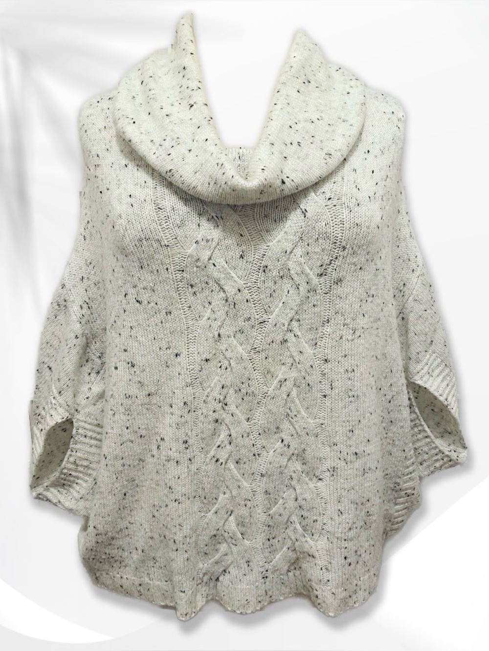 a.n.a Marled Knit Cowl Neck Sweater Poncho 1X